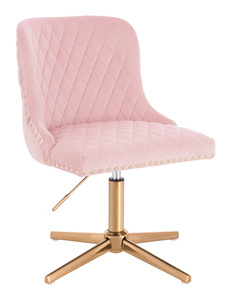 HR940CROSS Scaun Roz Pudra din Catifea cu Bază Aurie