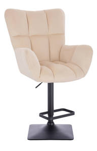HR650KW Scaun Crem Catifea cu Bază Neagră