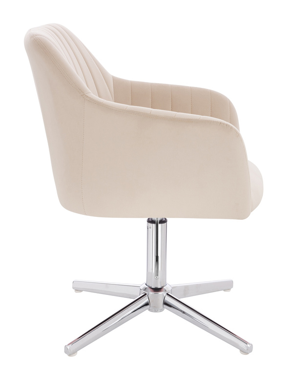 HR190CROSS Scaun Crem din Catifea cu Bază Cromata
