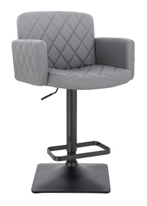 HR802KW Scaun Gri din Piele Ecologica cu Bază Neagră