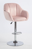 HR12055W Scaun Roz Pudra din Catifea cu Bază Cromata