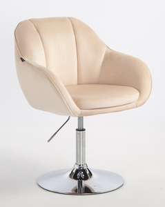 HR2055N Scaun Crem din Catifea cu Bază Cromata
