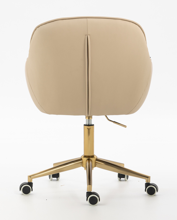 HR2055K Scaun Crem din Piele Ecologica cu Bază Aurie