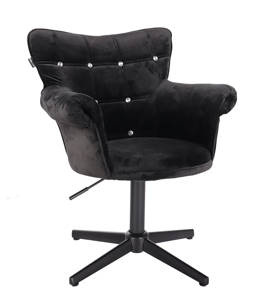 HR804CCROSS Scaun Catifea Neagră cu Bază Neagră