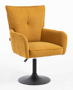 HR250N Scaun Catifea Reiată Premium Ruloare Curry Galben Bază Neagră