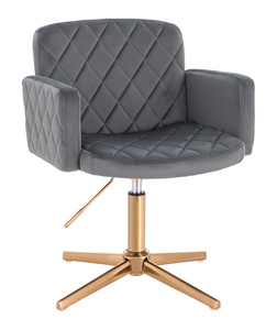 HR802CROSS Scaun Grafit din Catifea cu Bază Aurie