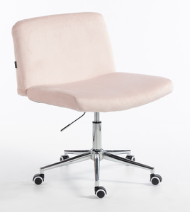 HR150K Scaun Roz Pudra din Catifea cu Bază Cromata
