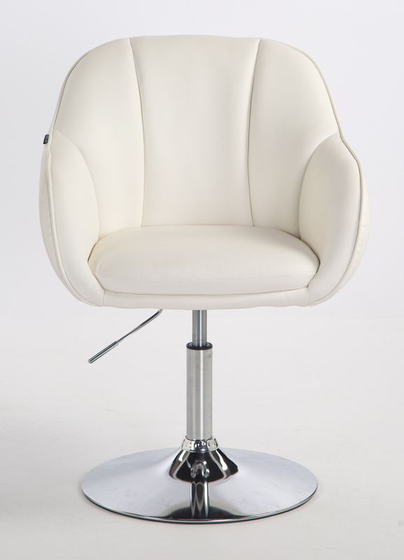 HR2055N Scaun Alb din Piele Ecologica cu Bază Cromata