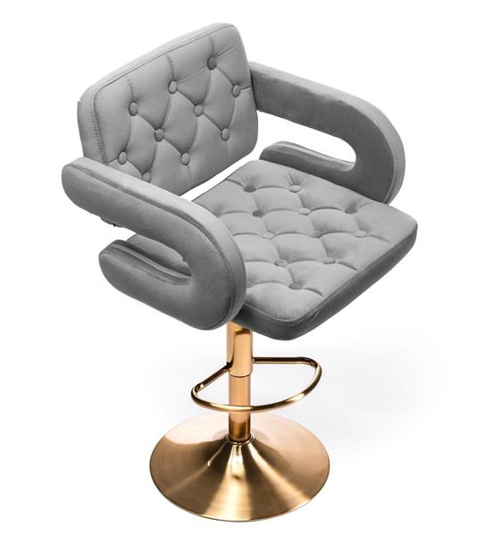 HR8403W Scaun Catifea Gri Bază Aurie