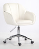HR2055K Scaun Alb din Piele Ecologica cu Bază Cromata