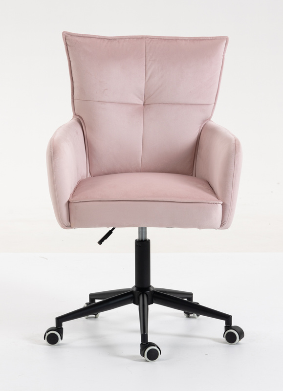 HR250K Scaun Catifea Roz Pudra Bază Neagră