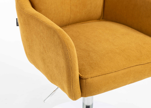 HR250N Scaun Catifea Reiată Premium Ruloare Curry Galben Bază Cromata