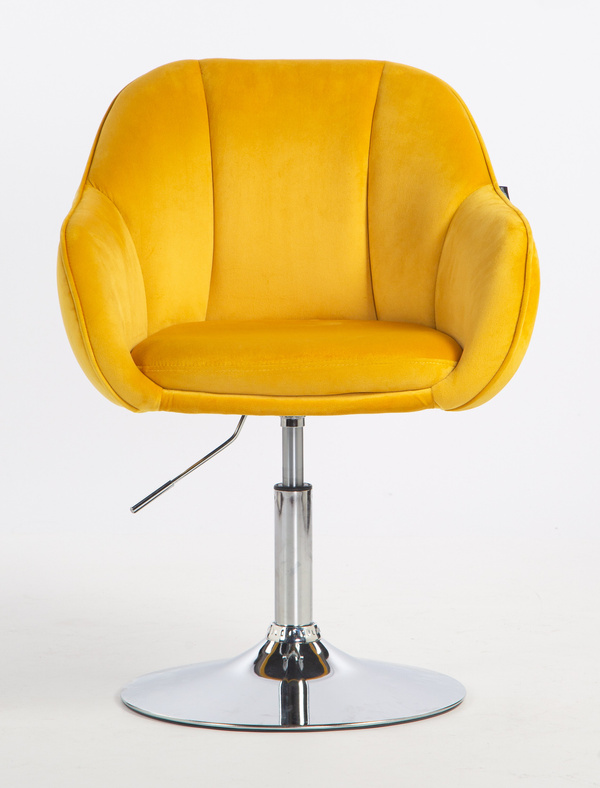 HR2055N Scaun Galbenă din Catifea cu Bază Cromata