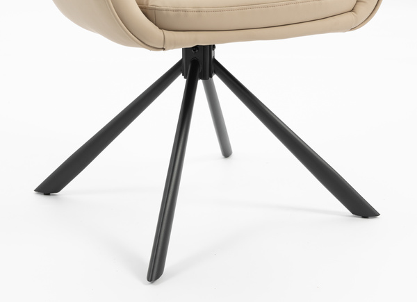HR2055 BAZĂ STEA Scaun Crem din Piele Ecologica cu Bază Neagră