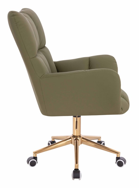 HR650K Scaun Khaki Piele Ecologica Premium Soft cu Bază Aurie