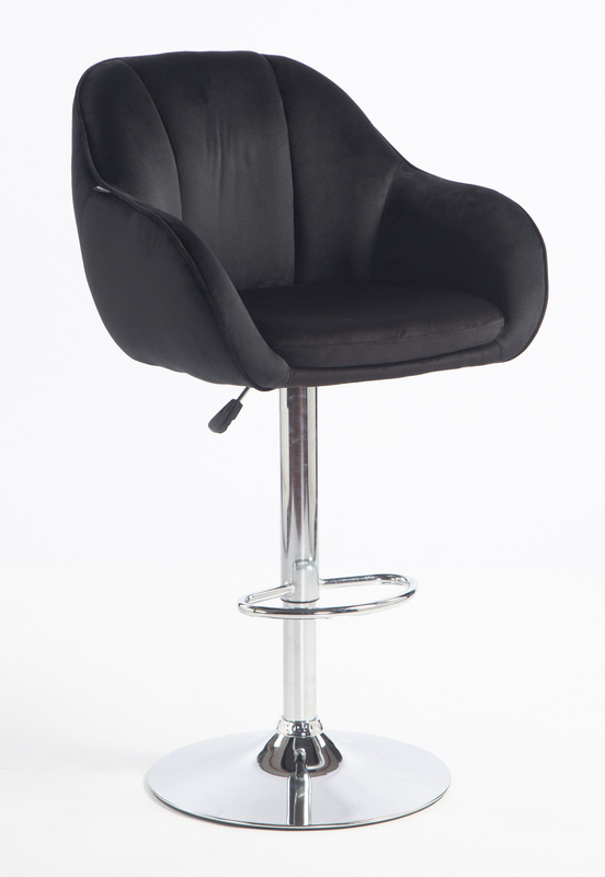 HR2055W Scaun Neagră din Catifea cu Bază Cromata