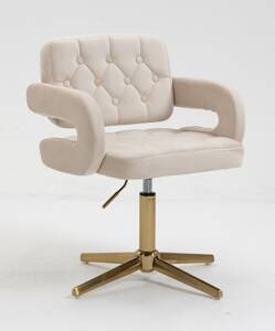 HR8403CROSS Scaun Catifea Crem Bază Aurie