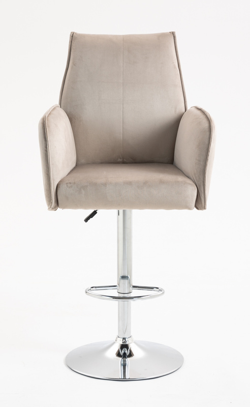 HR280W Scaun Latte din Catifea cu Bază Cromata