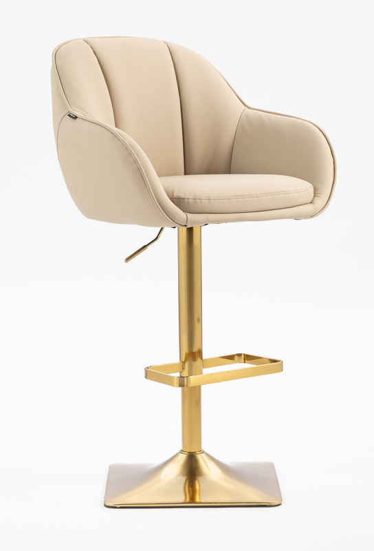 HR2055KW Scaun Crem din Piele Ecologica cu Bază Aurie