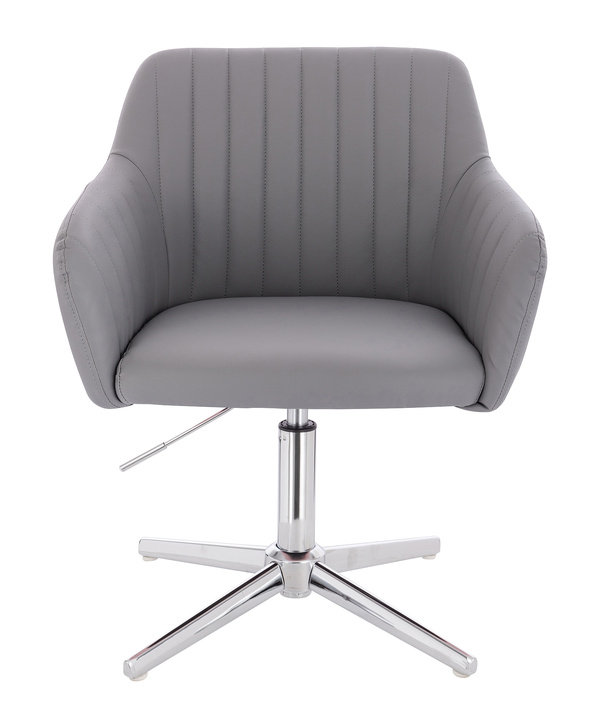 HC190CROSS Scaun Gri din Piele Ecologica cu Bază Cromata