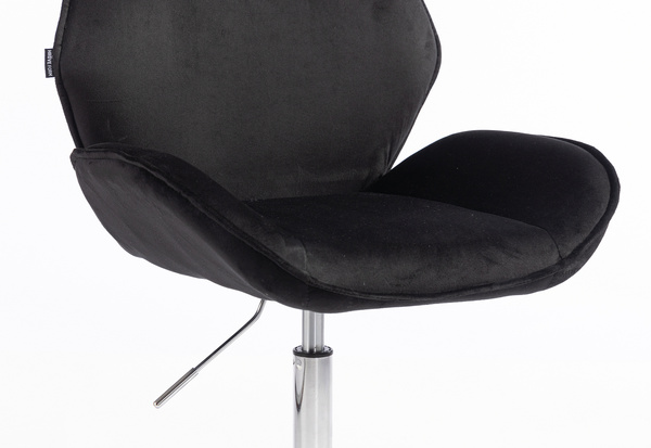 HR350K Scaun Neagră din Catifea Bază Cromata