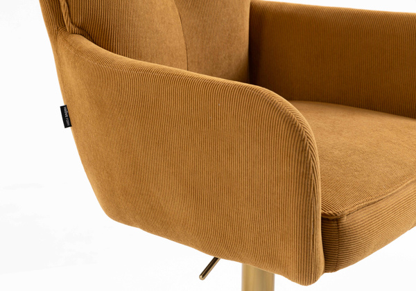 HR250W Scaun Catifea Reiată Premium Ruloare Curry Galben Bază Aurie