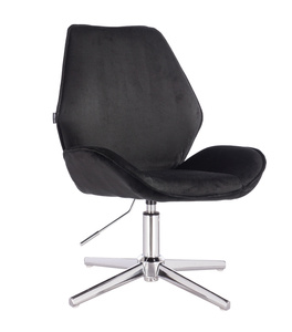 HR350CROSS Scaun Neagră din Catifea Bază Cromata