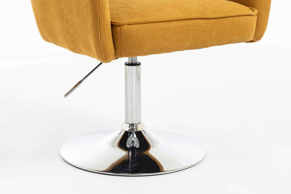 HR250N Scaun Catifea Reiată Premium Ruloare Curry Galben Bază Cromata