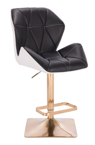 HR212KW Scaun Neagră-Alb Catifea cu Bază Aurie