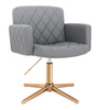 HR802CROSS Scaun Gri din Piele Ecologica cu Bază Aurie