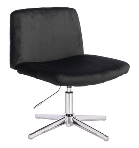HR150CROSS Scaun Neagră din Catifea cu Bază Cromata