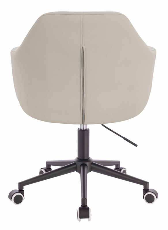 HR831K Scaun Ecru Piele Ecologica Premium Soft cu Bază Neagră