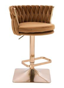 HR450KW Scaun Galben Miere din Catifea cu Bază Aurie