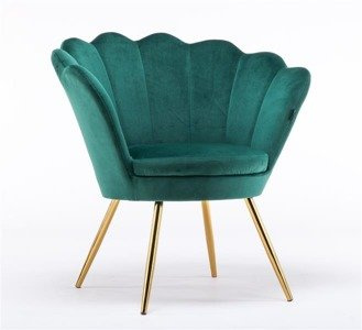 Fotoliu FREY Verde din Catifea cu Picioare Aurii