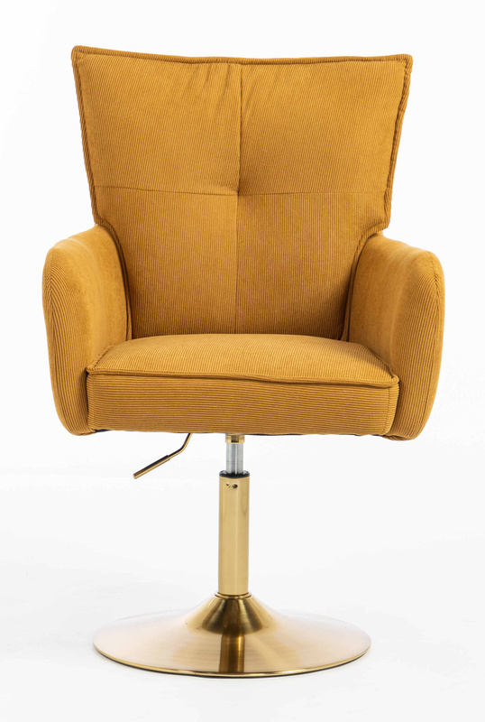 HR250N Scaun Catifea Reiată Premium Ruloare Curry Galben Bază Aurie