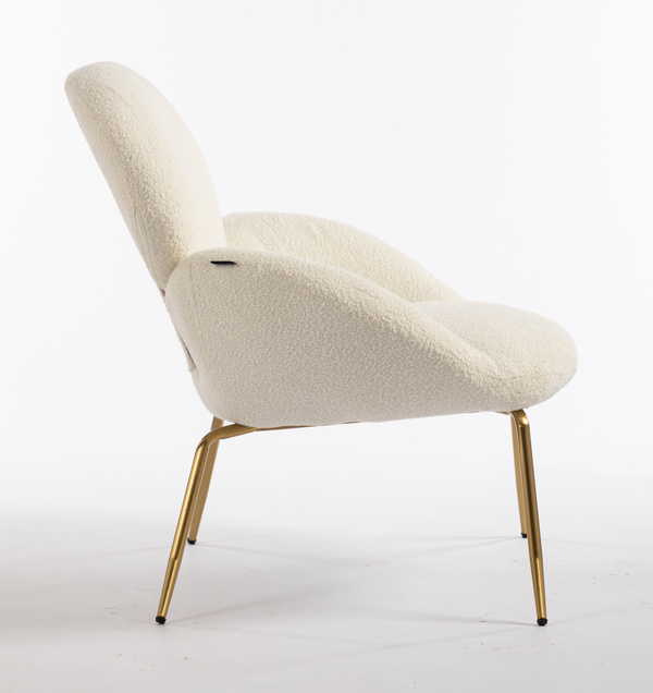 HR2045 Scaun Crem Boucle cu Bază Aurie