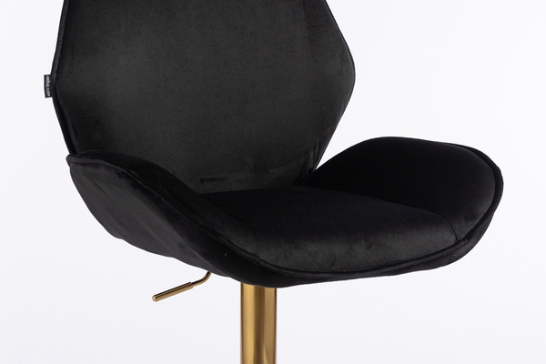 HR350W Scaun Neagră din Catifea Bază Aurie