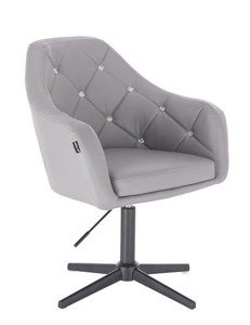 HR830CROSS Scaun Gri de Piele cu Bază Neagra