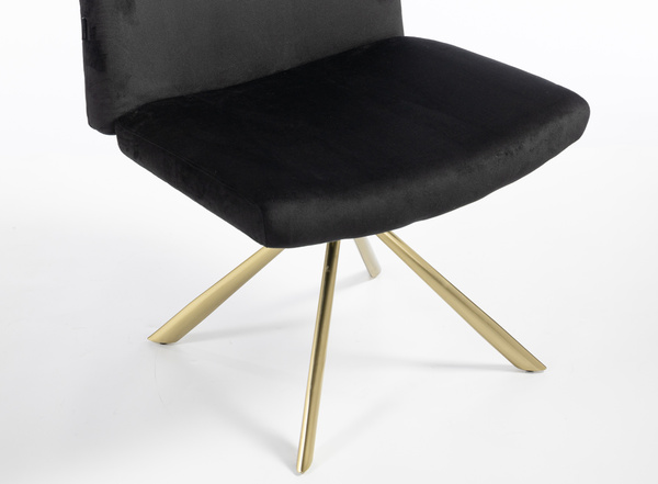 HR150 BAZĂ STEA Scaun Neagră din Catifea cu Bază Aurie
