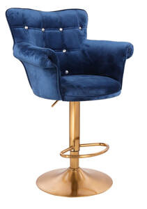 HR804CW scaun Catifea Bleumarin cu Bază Aurie