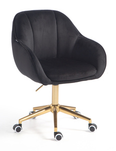 HR2055K Scaun Neagră din Catifea cu Bază Aurie