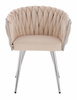 HR750 Scaun cu picioare Cromata Crem din Catifea