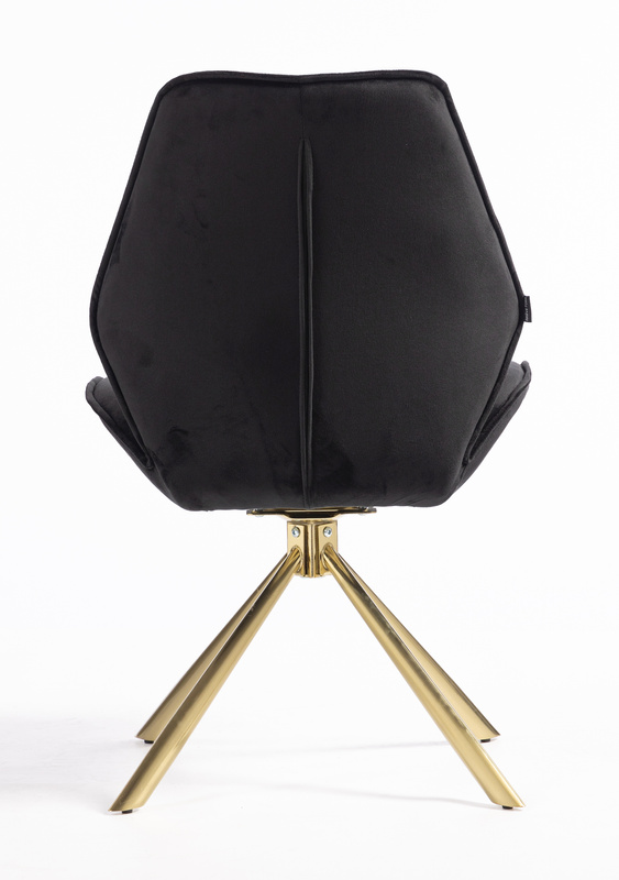 HR350 BAZĂ STEA Scaun Neagră din Catifea Bază Aurie