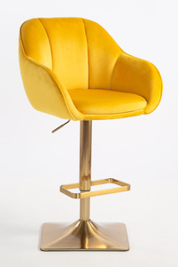 HR2055KW Scaun Galbenă din Catifea cu Bază Aurie