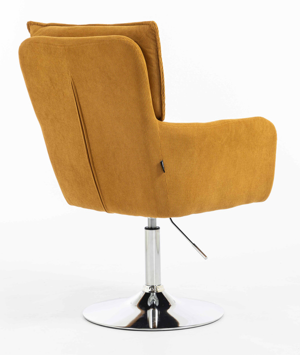HR250N Scaun Catifea Reiată Premium Ruloare Curry Galben Bază Cromata