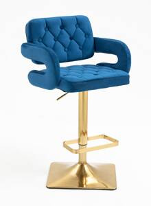 HR8403KW Scaun Catifea Bleumarin cu Bază Aurie