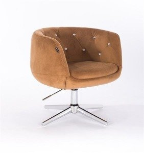 HR333CROSS Scaun Galben Miere Catifea cu Bază Cromata