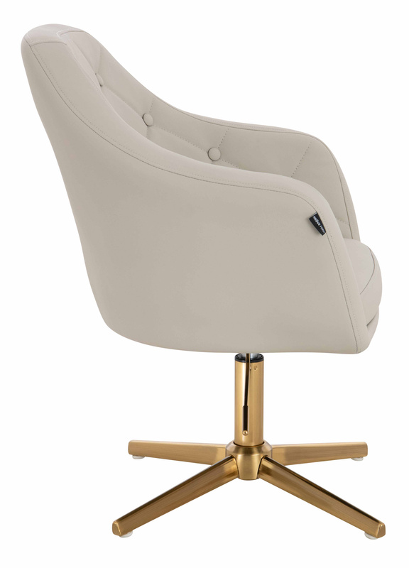 HR831CROSS Scaun Ecru Piele Ecologica Premium Soft cu Bază Aurie