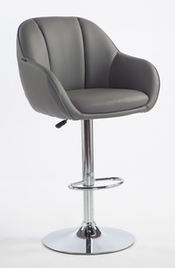 HR2055W Scaun Gri din Piele Ecologica cu Bază Cromata