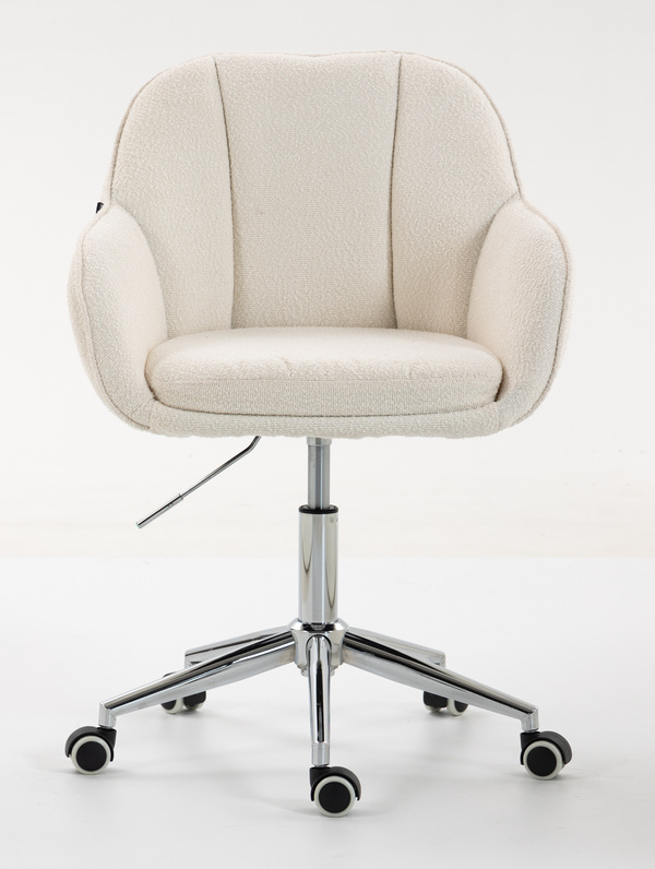 HR2055K Scaun Crem din Boucle cu Bază Cromata